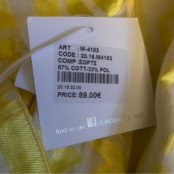 LACE Sunsets And Sand Yellow Button Front Puff Sleeve Top and Shorts Set small - Picture 3 of 3